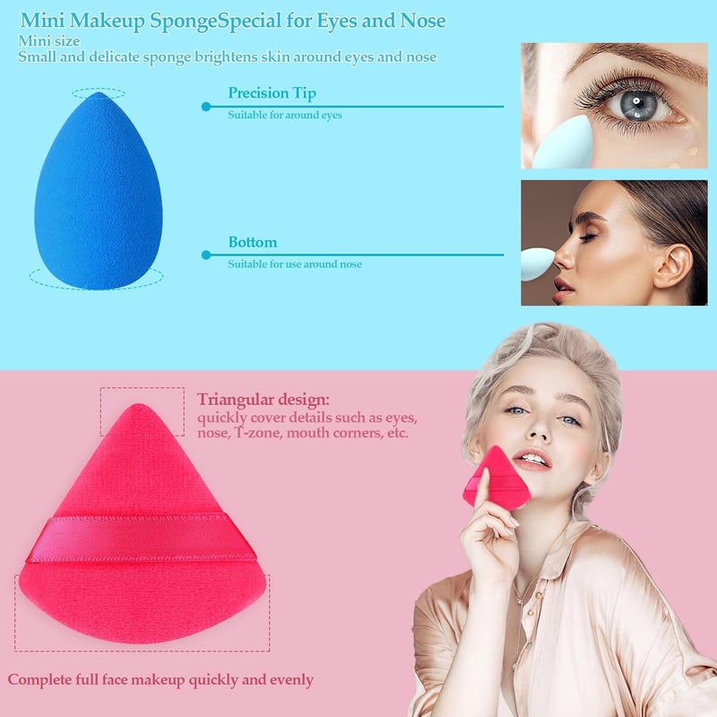 AuraRay 14 Pcs Makeup Sponge Beauty Sponges Blender with 4 Pcs Powder Puff and 4 Pcs Mini Make up Sponges for Liquid,Foundation,Powder,Concealer,Cream - Image 5